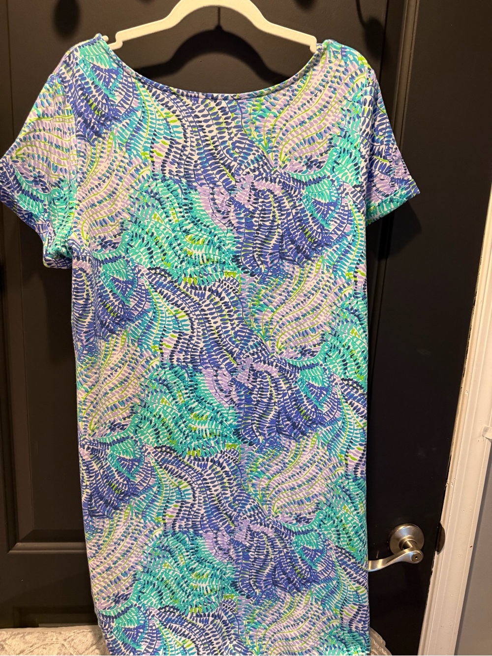 Lilly Pulitzer Blue, Aqua & Purple Printed Short-Sleeve Dress - Picture 2 of 5